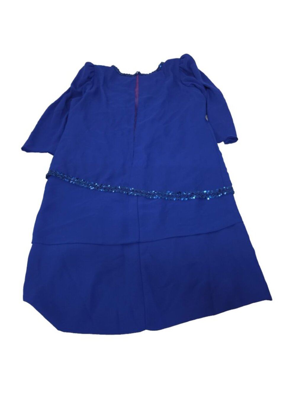 Vintage After Dark Blue Sequin Bow Peplum Dress Womens 11/12 80s 90s Cocktail - Picture 13 of 16